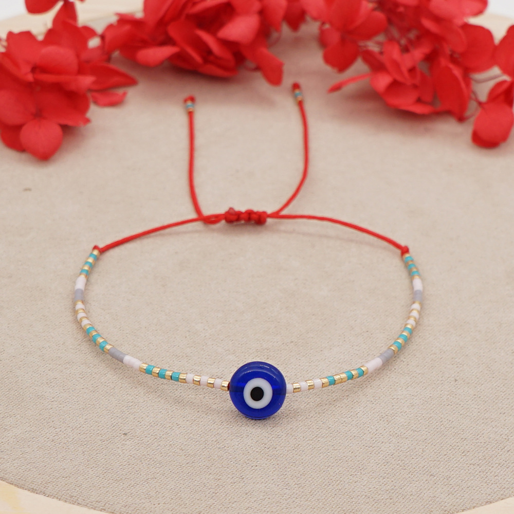 Title 3, Simple Glass Lucky Eye Beaded Couple Bracelet