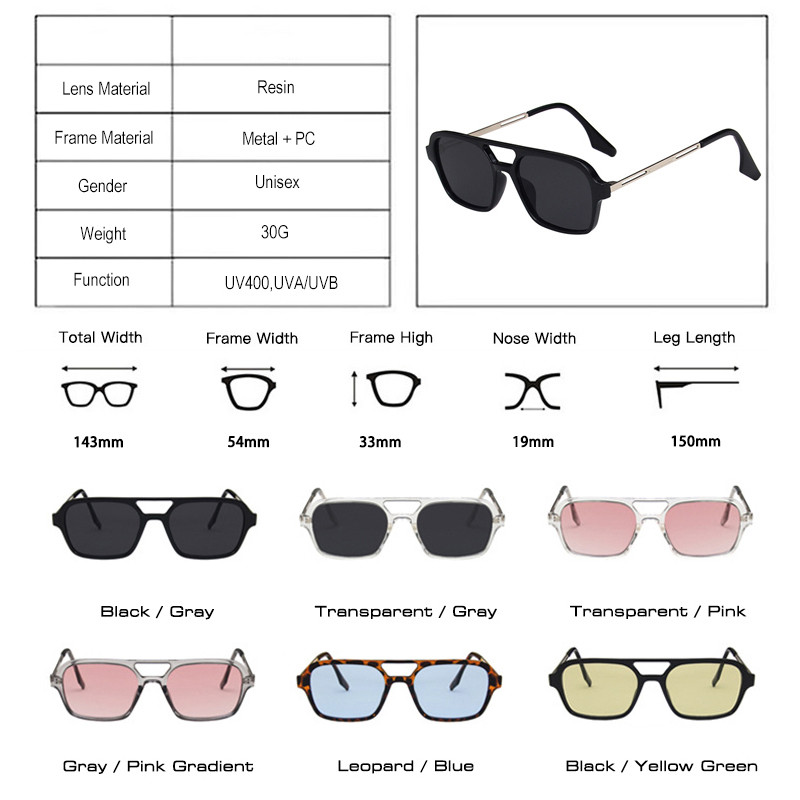 Vintage Double Bridge Cutout Square Sunglasses - Image 9
