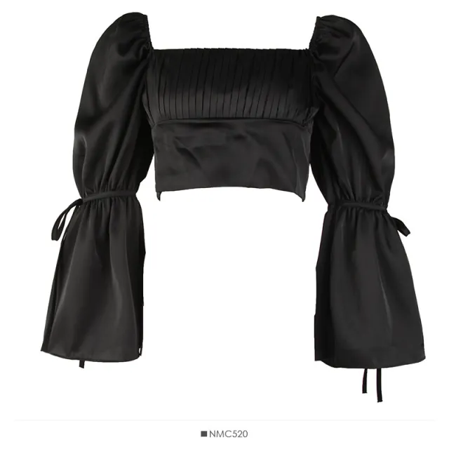 French Short Cropped Umbilical One shoulder Clavicle Top Women Black - Shop at LoveMi