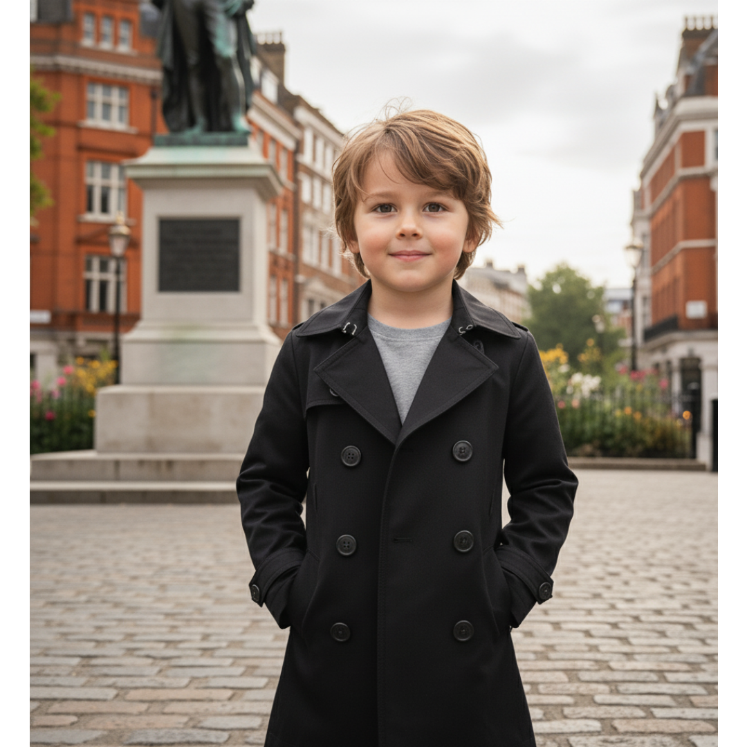 Kids Double Breasted Trench Coat Cotton Autumn Jacket For Boys-Girls -4 To 9 YRS — image 3