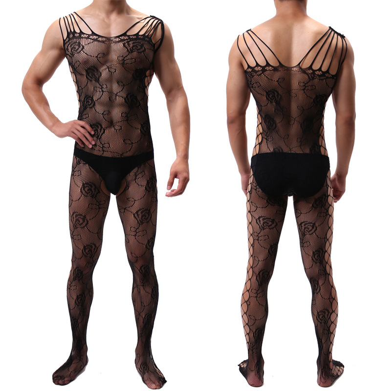 Title 5, Mens Plus Size Jumpsuit Mesh Net Socks High El...