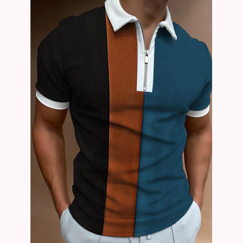 Title 2, Camisa polo casual masculina com zíper e estamp...