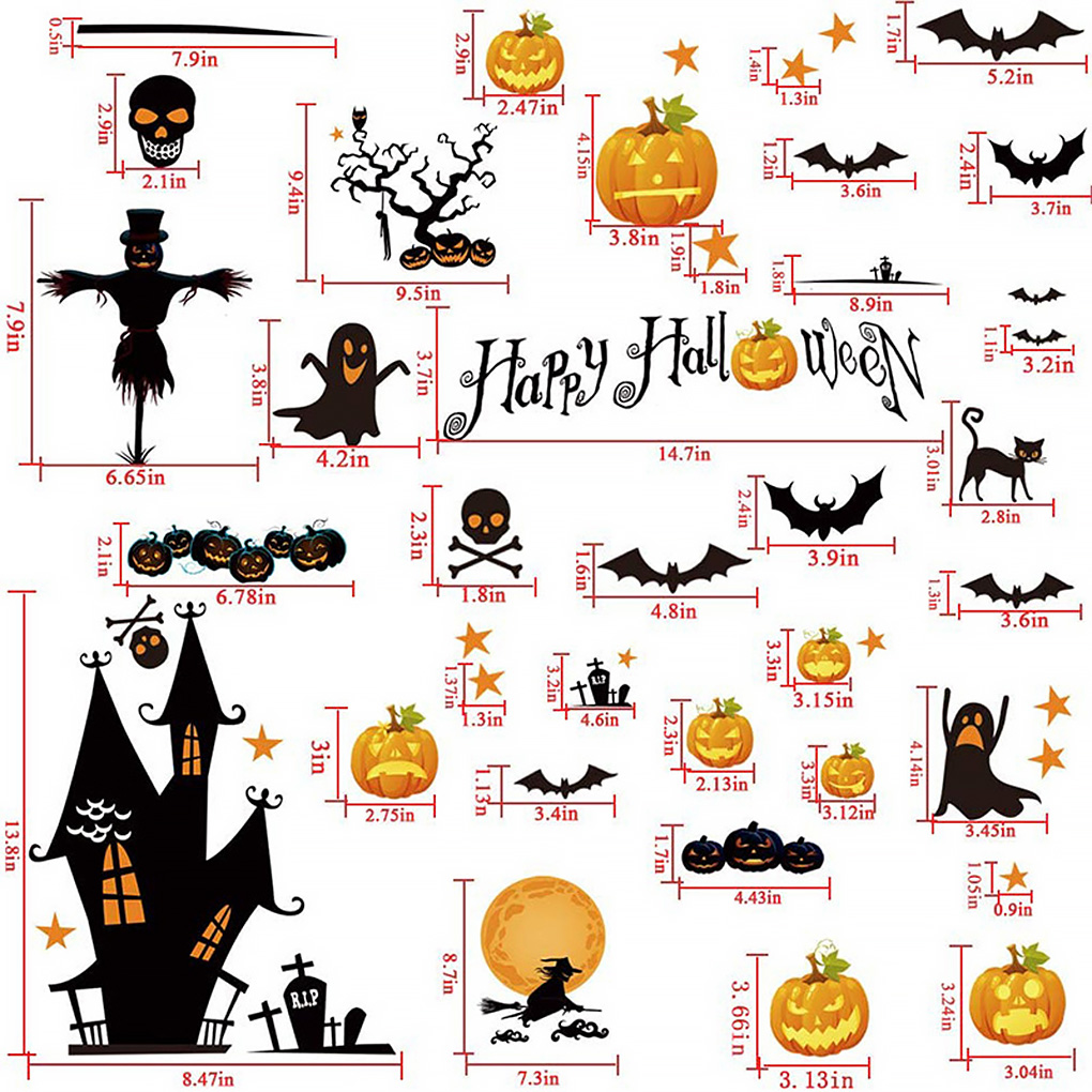 Halloween Bat Pumpkin Decoration Stickers (AL800628x35cmx6)