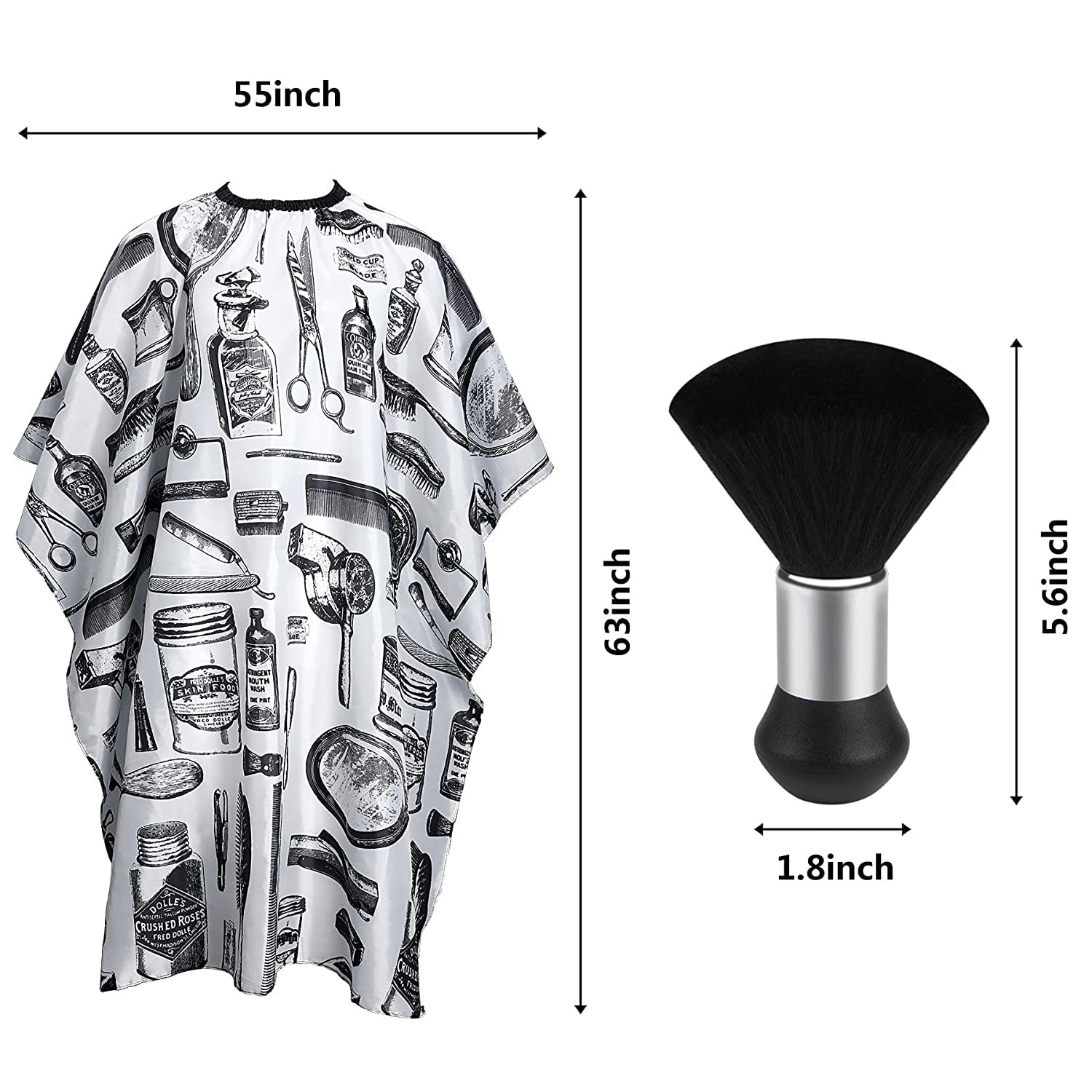 White Floral Print Professional Hair Cutting Salon Barber Cape With Neck Duster Brush, Hair Cutting Accessory As Shown - Shop at LoveMi