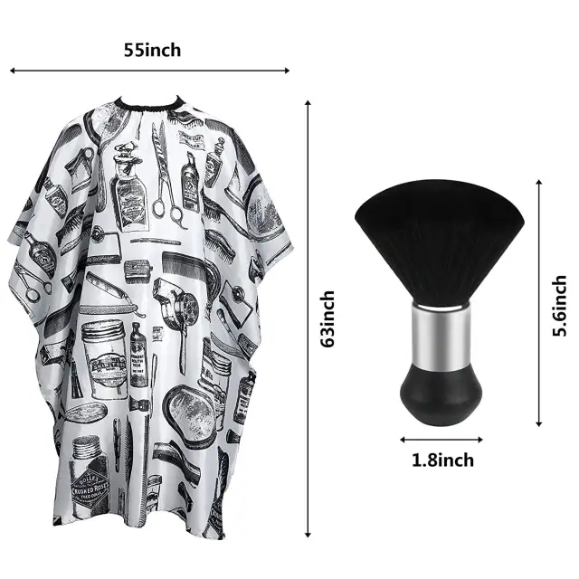 White Floral Print Professional Hair Cutting Salon Barber Cape With Neck Duster Brush, Hair Cutting Accessory As Shown - Shop at LoveMi