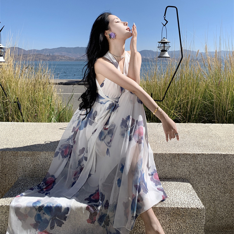 Women's French Waisted Beach Holiday Dress