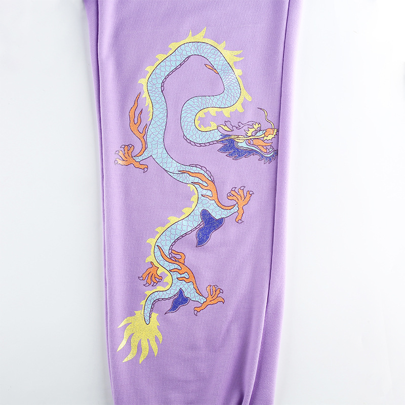 Title 4, Chinese Dragon Retro Printed Sweater Pants