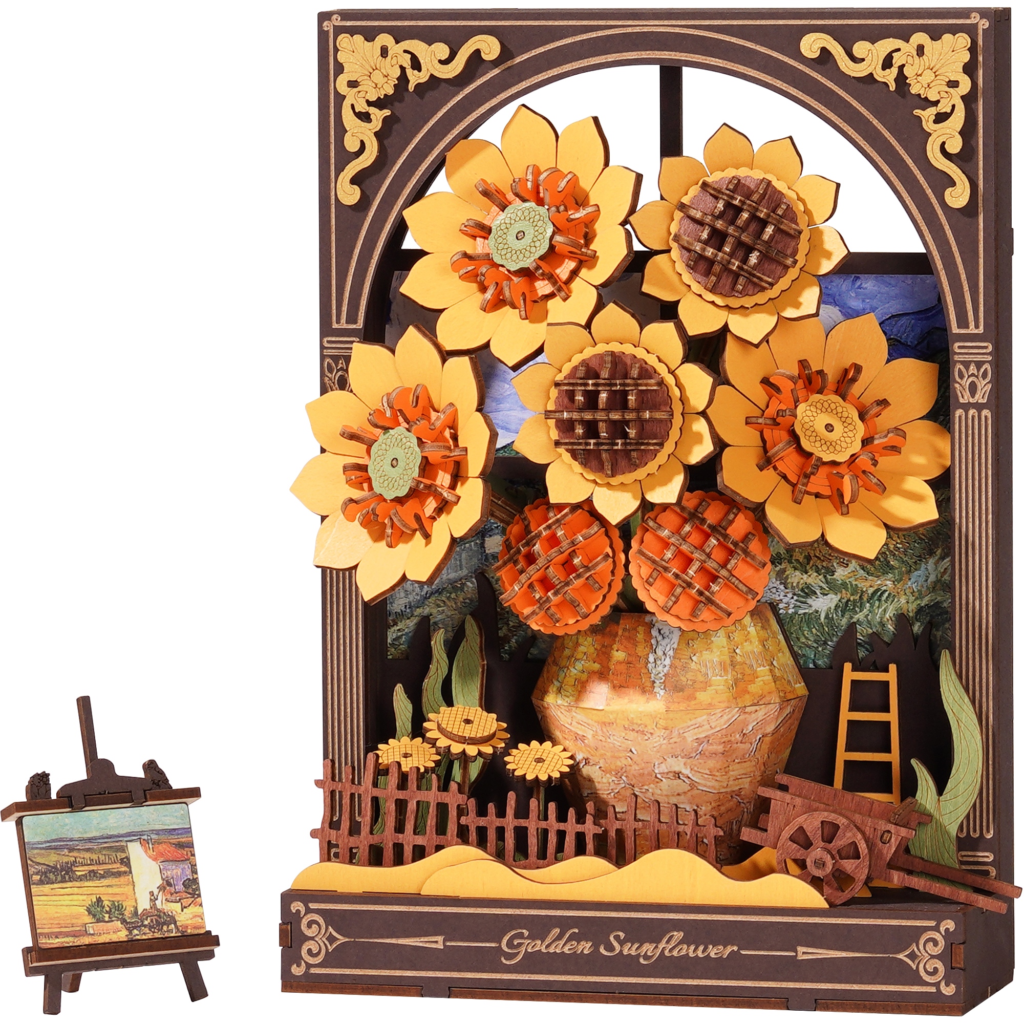 ROWOOD 3D Wooden Flower Puzzle - Flower Model With LED Lights,Desktop And Wall Display,Decorative Holiday And Birthday Gift, Artistic Flower DIY Kit For Adults And Teens
