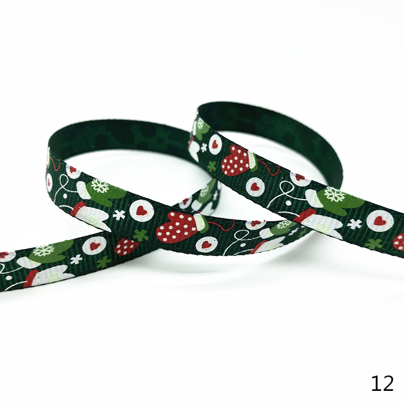 Size 5 10mm Christmas Ribbon Printed Grosgrain Ribbon