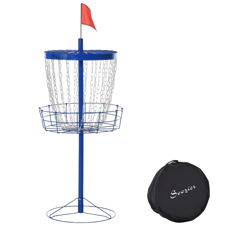 Soozier Portable Disc Golf Basket Target With 24-Chain, Travel Bag, Dark Blue