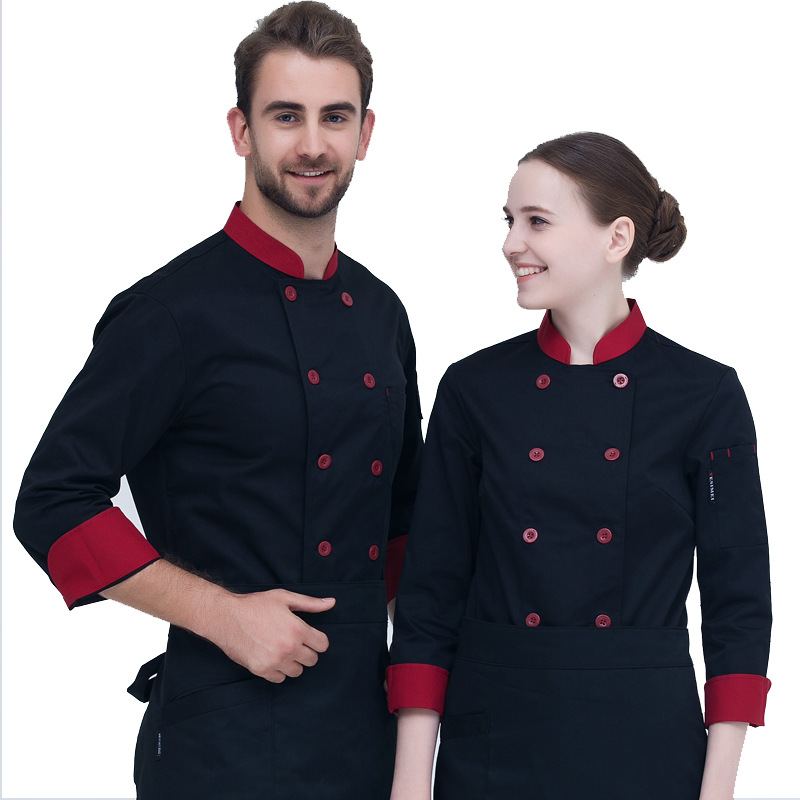 Pure White Double Breasted Chef's Work Clothes Long Sleeved Clothes