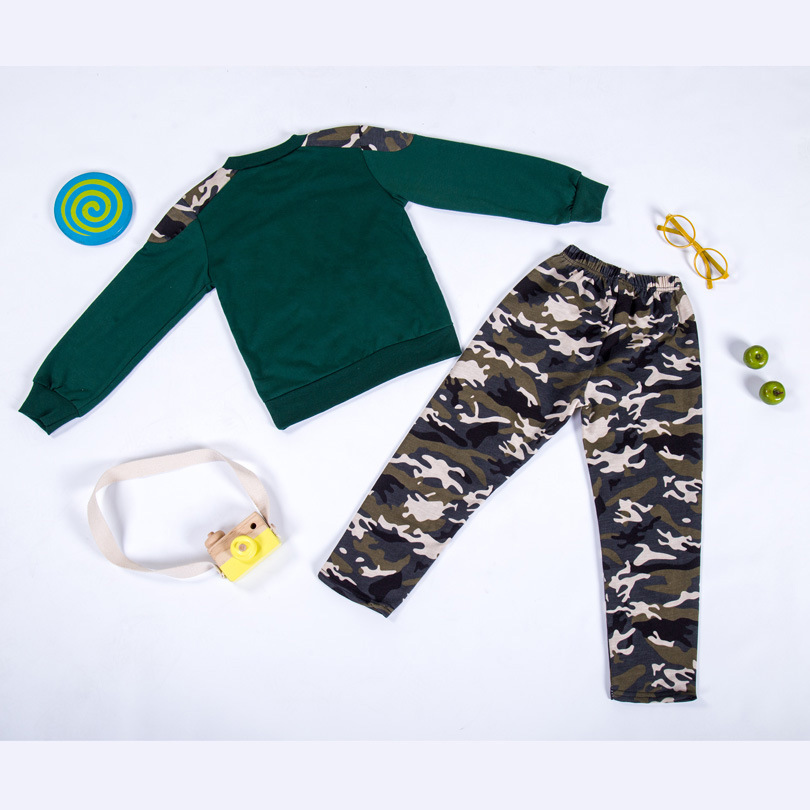 Childrens Camouflage Two Piece CUHK Sports Spring And Autumn Outfit Korean Version