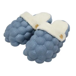 Bubble Shoes With Plush Home Slippers Warm Lovers Couple Slippers Winter Fashion - Blue