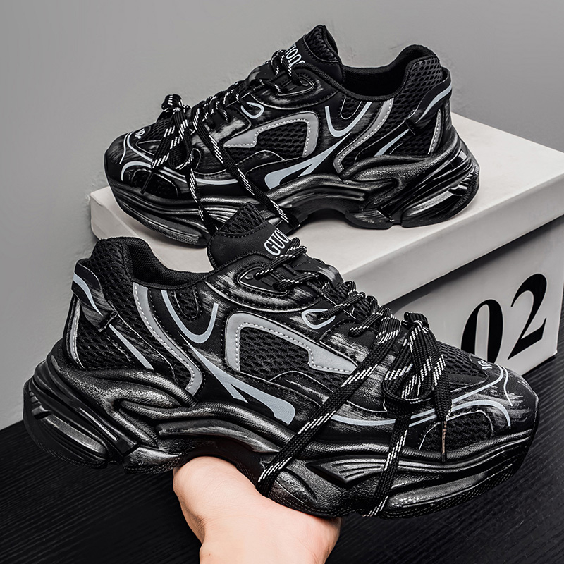 European Style Men's Shoes, New Spring & Autumn Arrivals, High-End Mesh Casual Athletic Sneakers, Thick Sole Height-Boost Trendy Dad Shoes