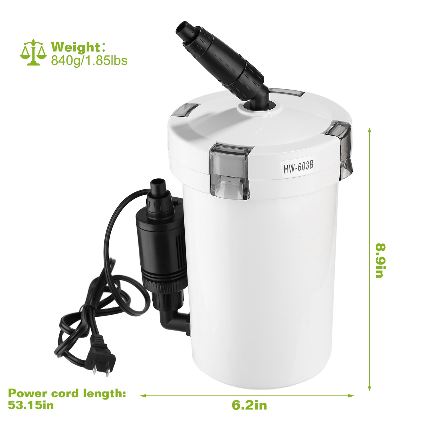 1Pc 3-Stage External Canister Filter For 28 Gallon Aquarium Fish Tank 105gph 6W Easy Installation Silent