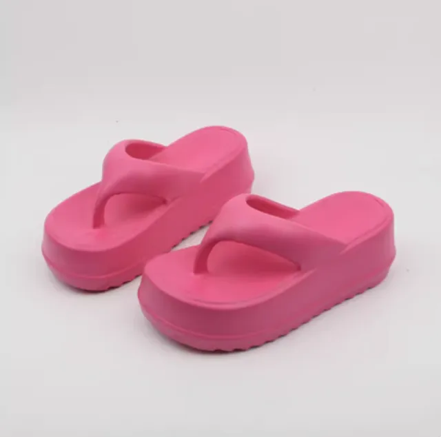 Thick Soled Flip flops For Female Summer Wear Small High Heel Sandals Red - Shop at LoveMi