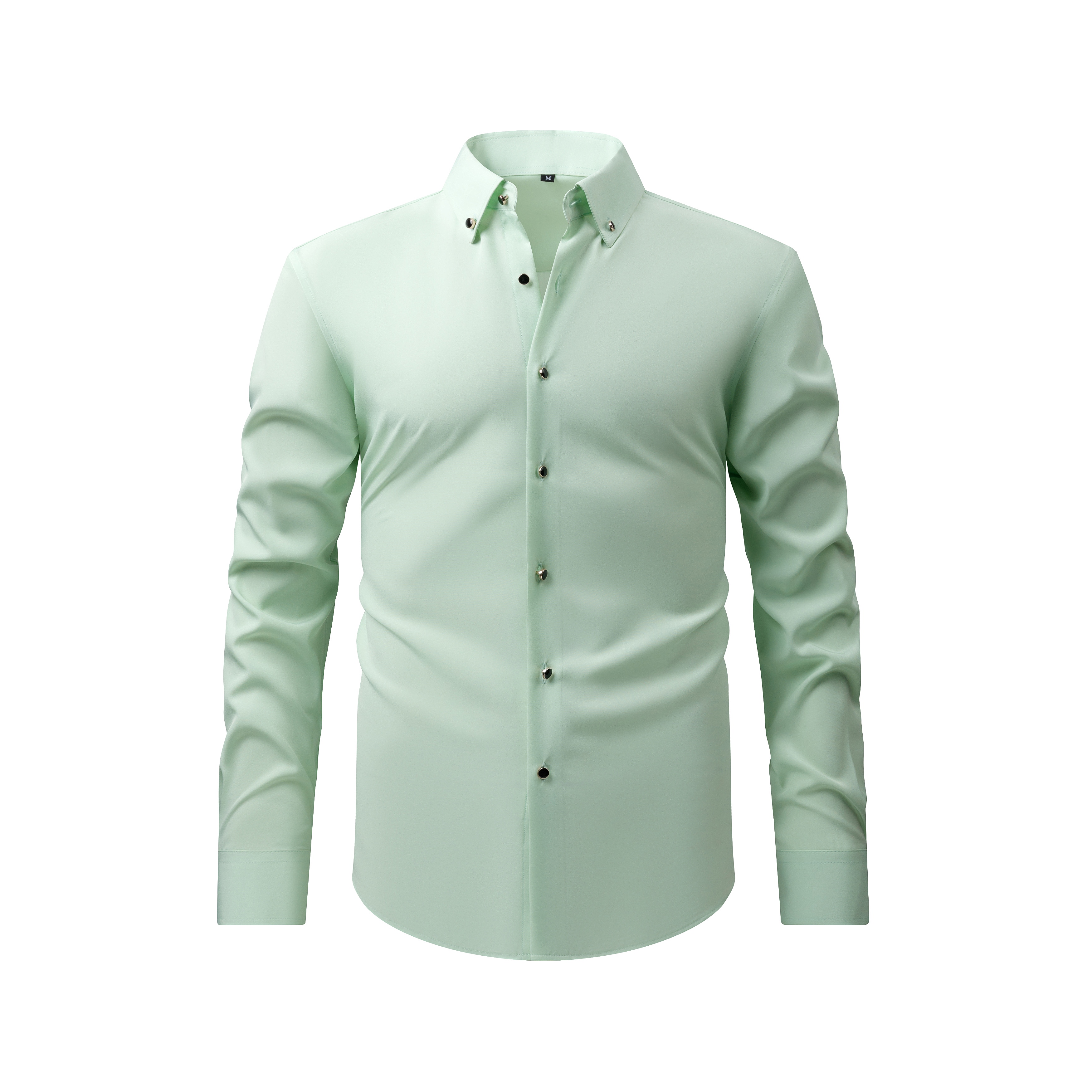 Men's Diamond Button Long Sleeve Shirt, Stretch Fabric, Spring & Autumn, Business Casual, Hot-selling Cross-border Foreign Trade New Top - thumbnail