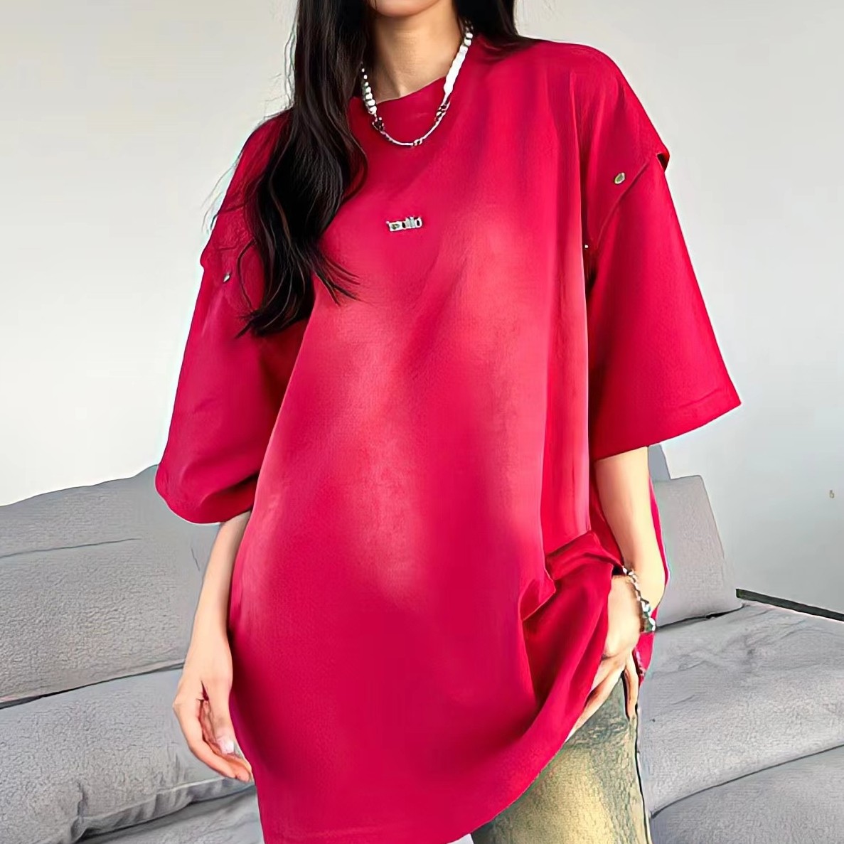 Women's Detachable Short-sleeved Summer American Style Loose