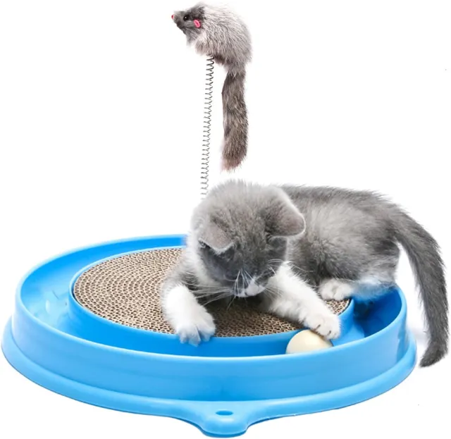 Cat Scratcher Toy Cat Toy Scratch Pad Post Pad Interactive Training Exercise Mouse Play Toy With Ball For Kitty Puppy Blue - Shop at LoveMi
