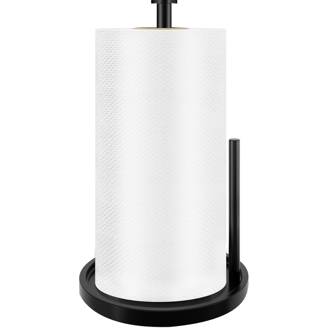 Paper Towel Holder Countertop, Standing Paper Roll Holder With Anti Slip Weighted Base, Stainless Steel Freestanding Paper Towel Holder For Kitchen, Black — foto 2