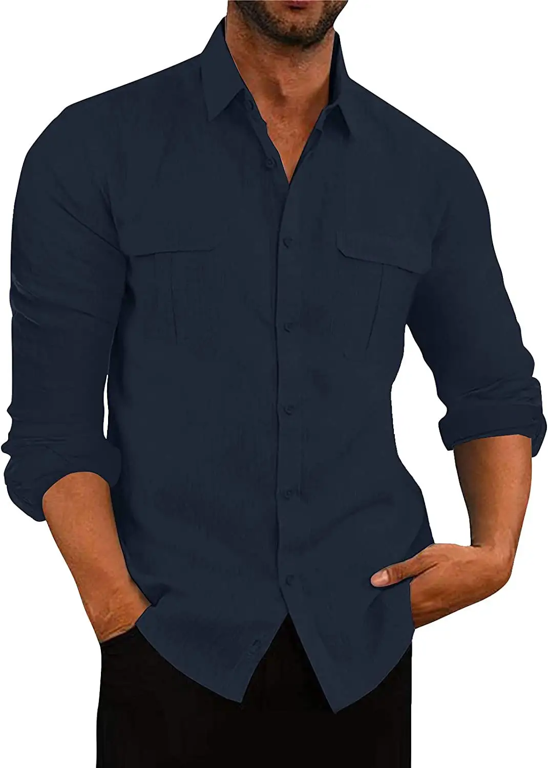 European And American Men's Shirt Double Pocket