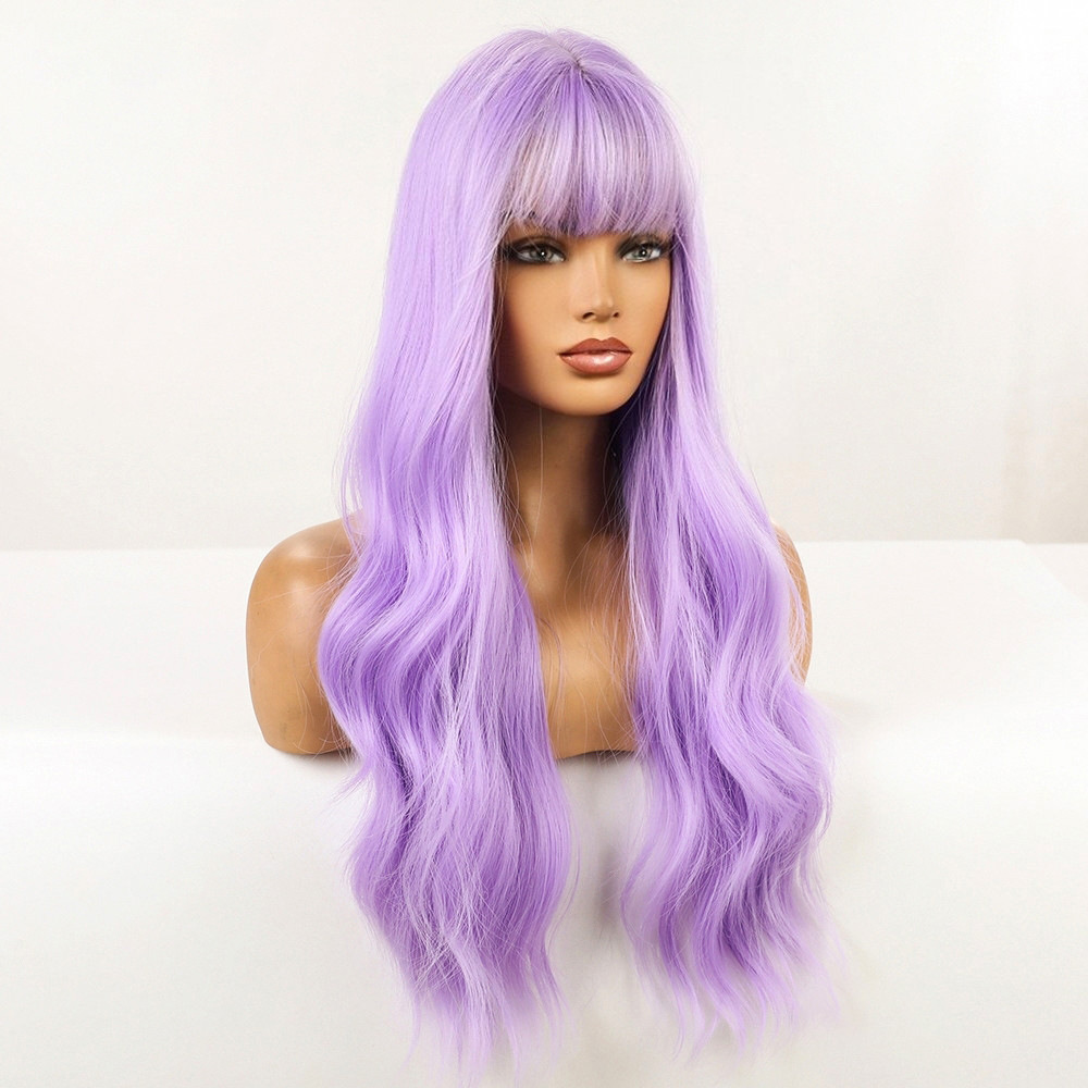 Anime Air Bangs Big Wave Purple Wig — foto 12
