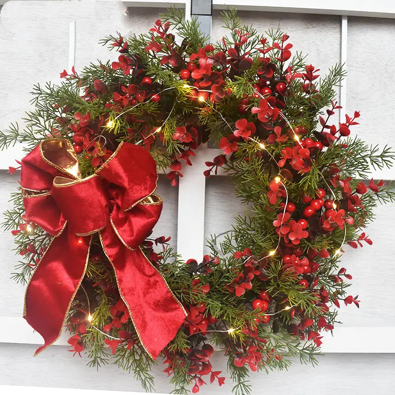 Artifical Cherry Pattern Wreaths Christmas Wreath Red
