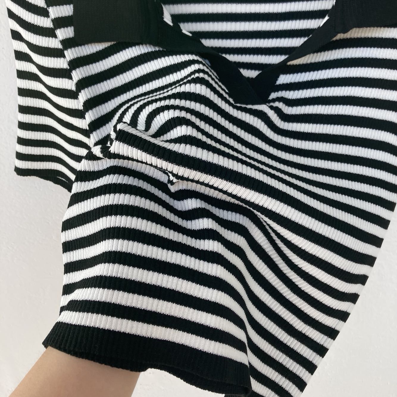 Title 1, Striped Lapel Beaded Cool Summer Short Sleeved ...