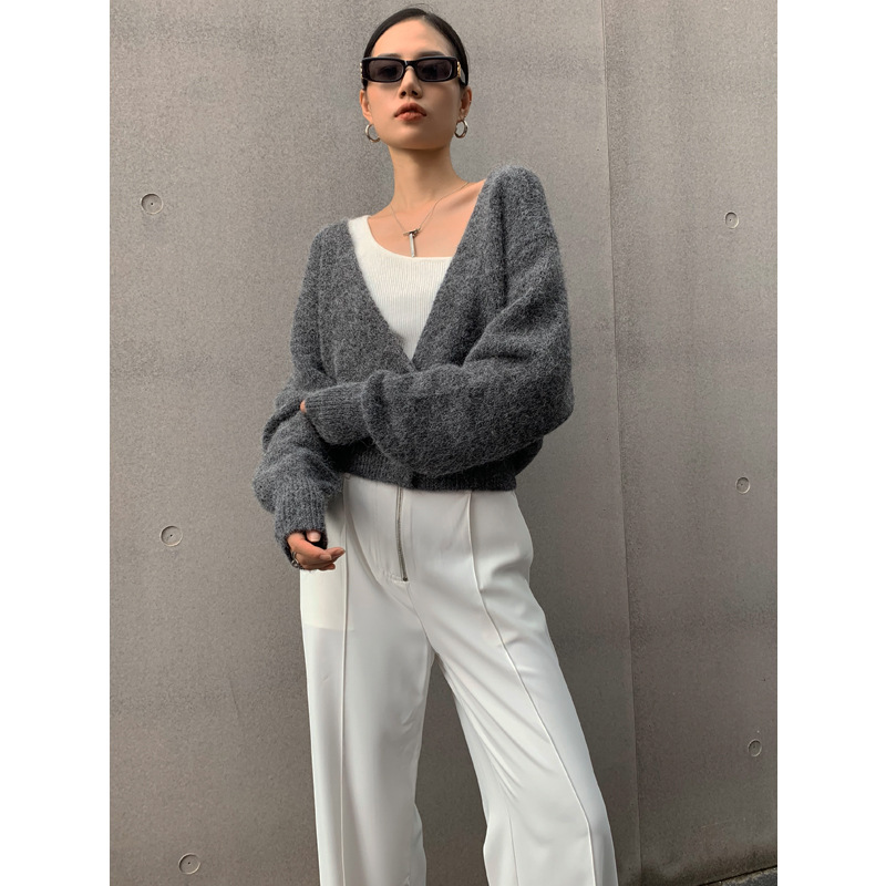 New Simple Temperament All-match Short Alpaca Knitted Sweater Coat