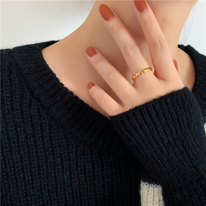 Titanium 18K Gold Full Circle Retro Love Ring
