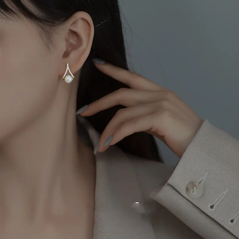 S925 Silver Korean Simple Pearl Stud Earrings