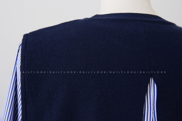 Large Size New Ruffled Long-sleeved Shirt  Knitted Vest Two-piece Suit