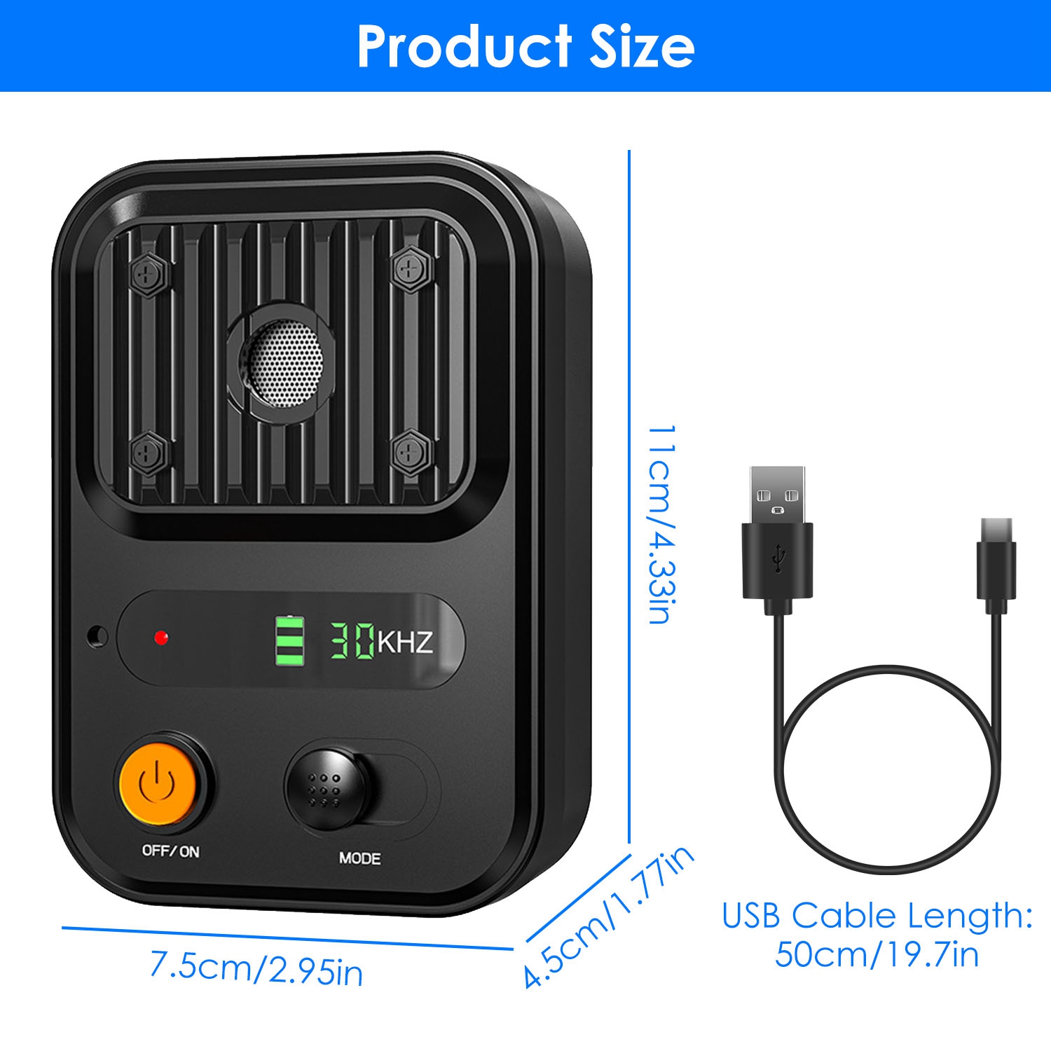 Black-Green Color Options -- 1Pc Ultrasonic Anti-Barking Device Rechargeable Auto Dog Bark Control Deterrent Box Training Device IPX4 Waterproof With 3 Frequency Max 32.8Feet Sensing Distance