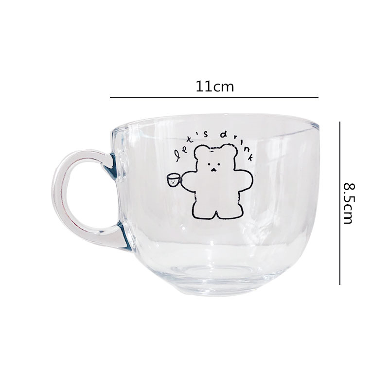 Title 2, Simple Bear Love Couple Glass Home Milk Oatmeal