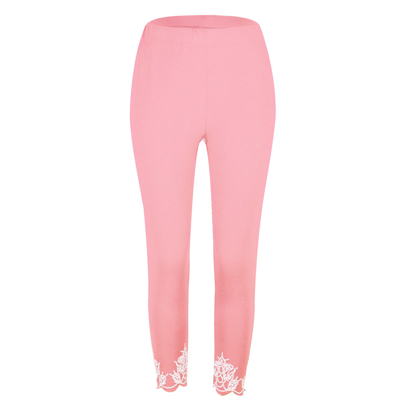 Slim Slimming Printed Cropped Trousers 9Pink - Shop at LoveMi