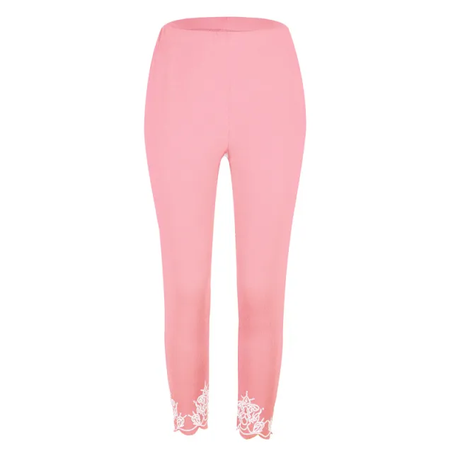 Slim Slimming Printed Cropped Trousers 9Pink - Shop at LoveMi
