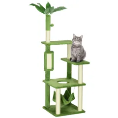 PawHut 56 Cat Tree For Indoor Cats With Hammock, Cat Tower With Scratching Post, Platforms, Play Ball And Anti-tipping Device, For Indoor Cats, Gre... - View 1