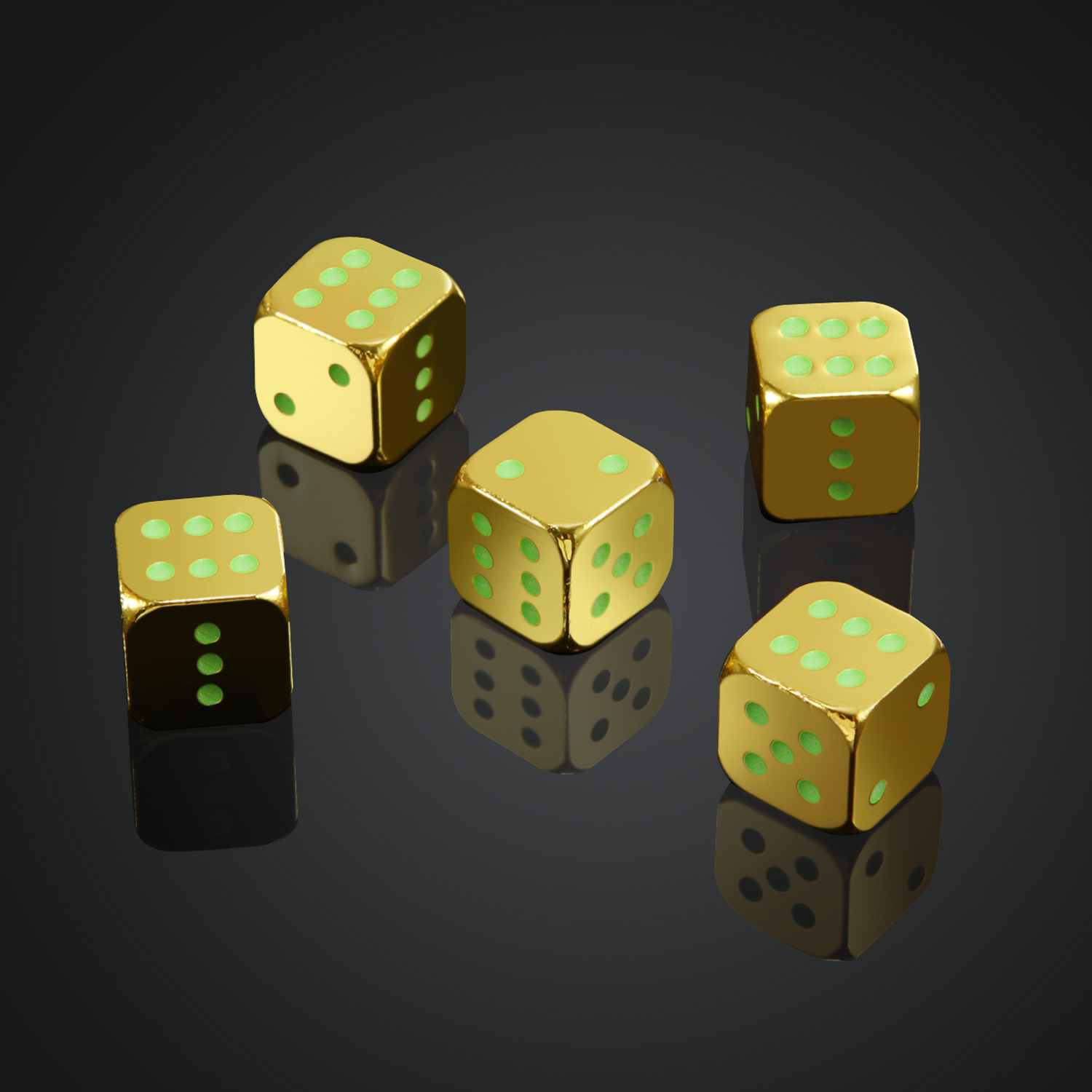 Gold luminous dice