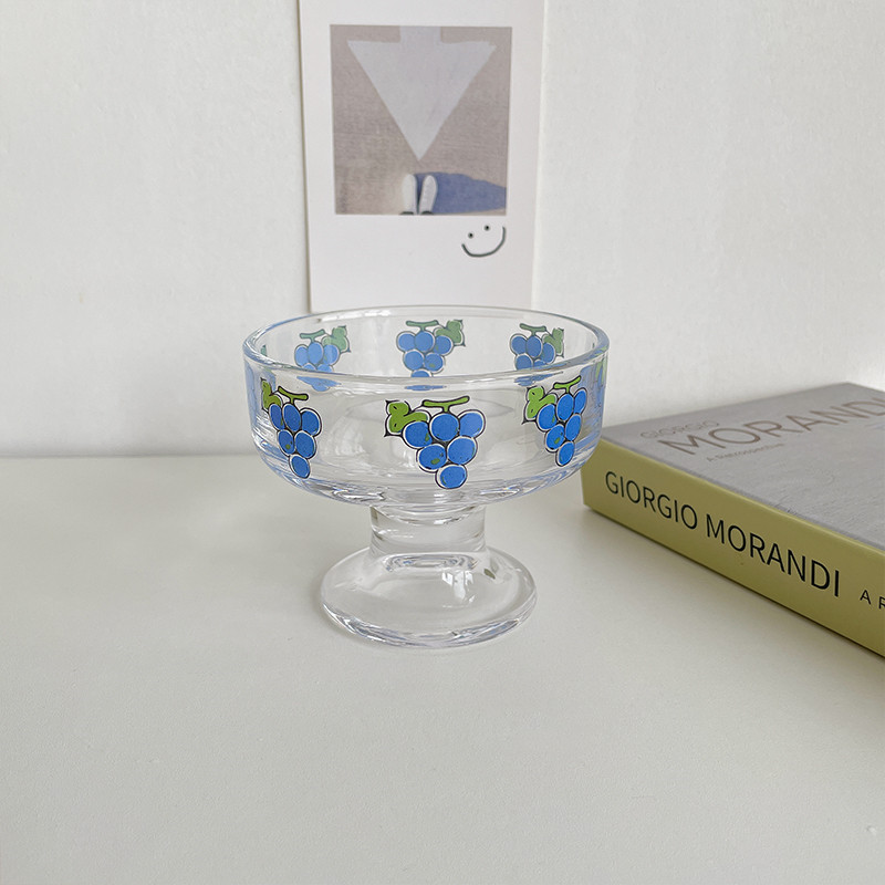 Creative Printing Glass Yogurt Cup Heat Resistant Goblet
