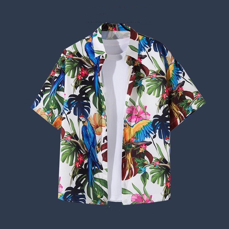 Title 13, Hawaiian Beach Flower Shirt Short Sleeve Mens ...