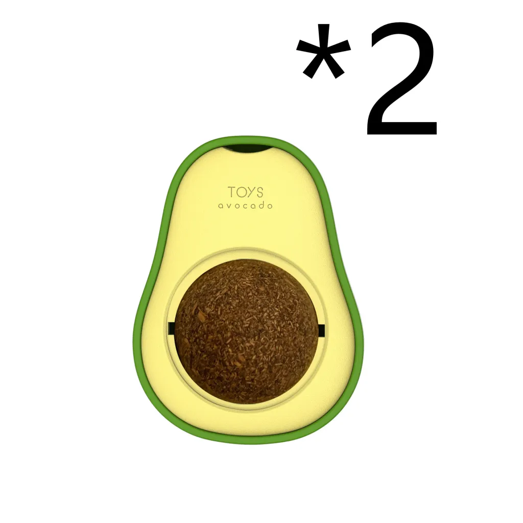 Avocado Cat Mint Multifunctional Catnip Toy 360 Rotating Self-healing Artifact Pet Supplies - 2Pcs Gall Fruit
