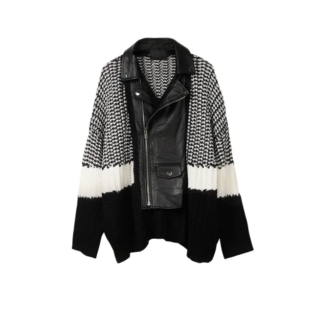 Autumn Women's Loose Casual Stitching Coat Black - Shop at LoveMi