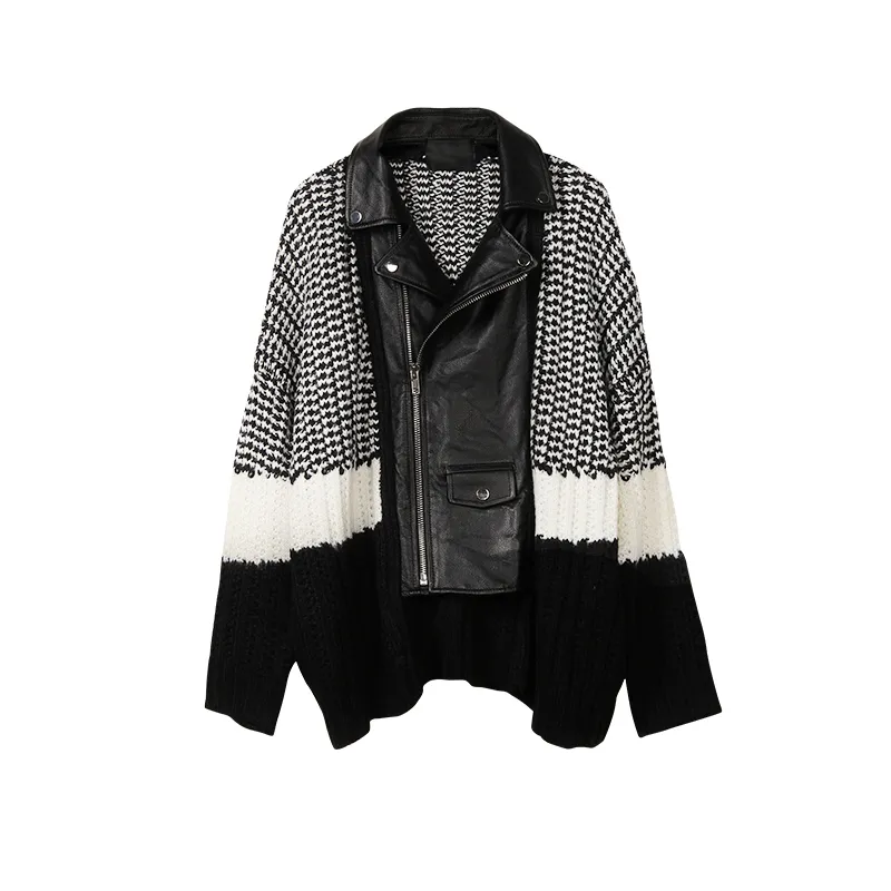 Autumn Women's Loose Casual Stitching Coat - Black
