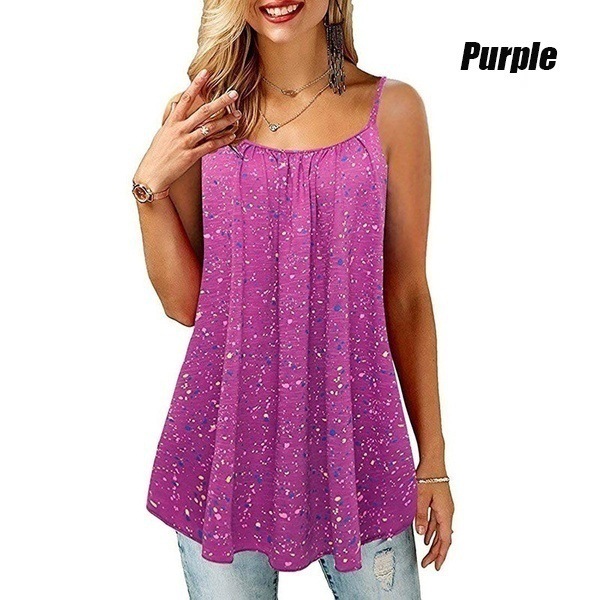 Summer Women's Printed Loose Large Sling Top