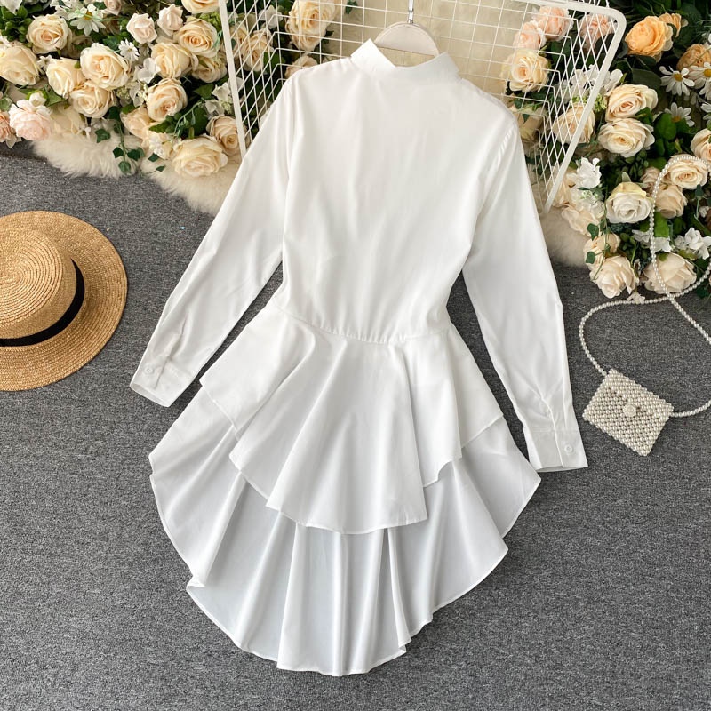 Niche Irregular Ruffled Dovetail Shirt Fashion All-match Long-sleeved Top Trend