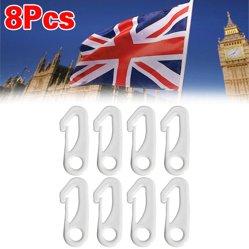 8Pcs White Heavy Duty Flagpole Snap Hook Clips Flag Pole Attachment Accessories