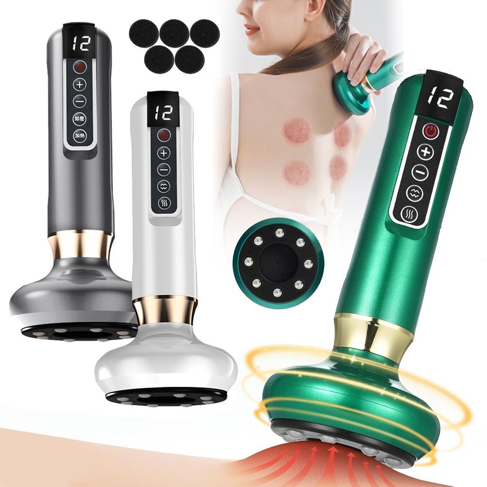 12 Levels Electric Cupping Massager Vacuum Suction GuaSha Anti Cellulite Beauty  Green