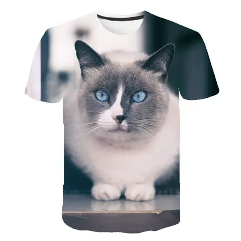 Digital Cartoon Print Loose Men's T-shirt