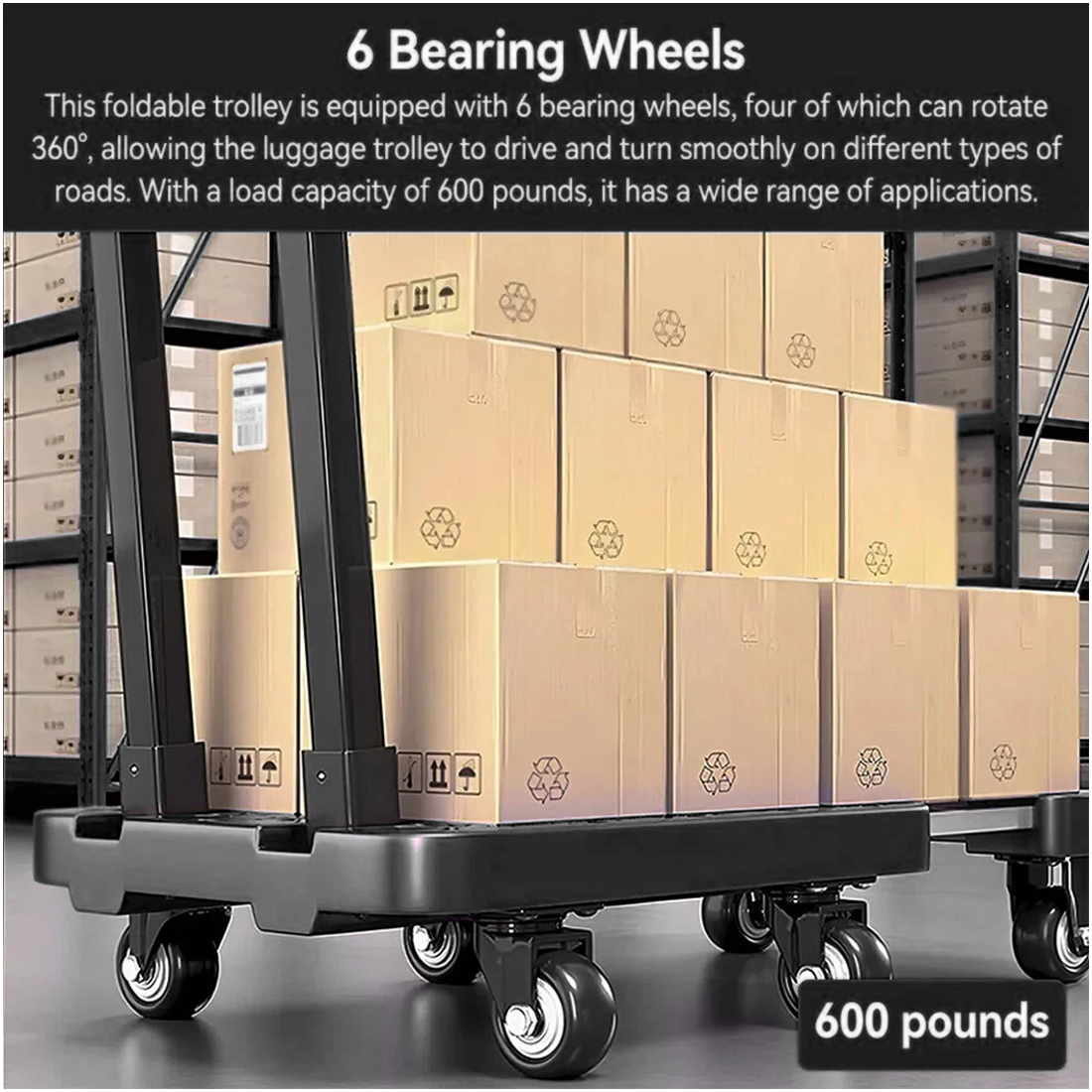 270KG Folding Hand Truck Luggage Dolly Trolley Moving Platform Cart Heavy Duty 13