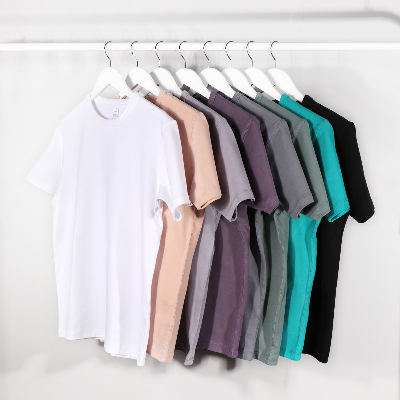 Solid Color Small Round Neck Pure Cotton Couple T-shirt